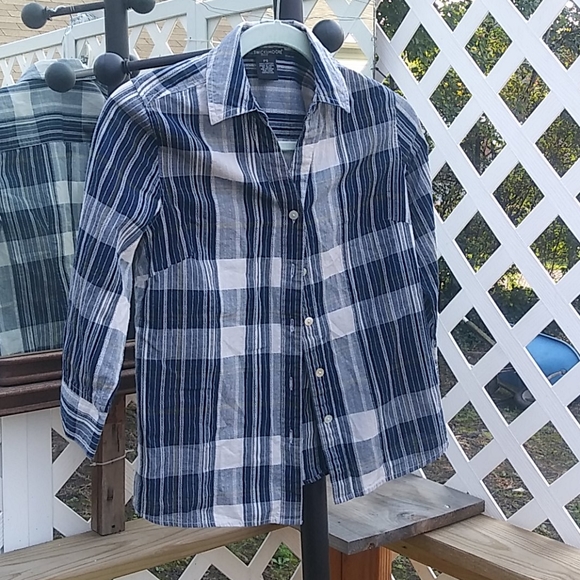 Preswick & Moore 3/4 Sleeve Plaid Blouse SP - Picture 1 of 3
